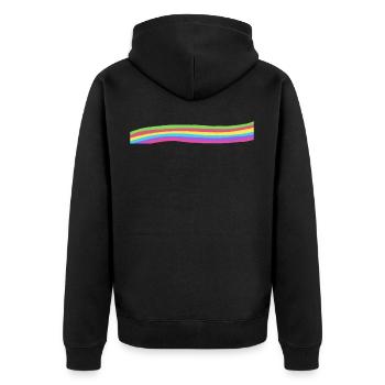 Rainbow couleurs vague décoration cadeau votre texte - Veste à capuche bio Premium Unisexe - noir - Dos - Nico (187cm)