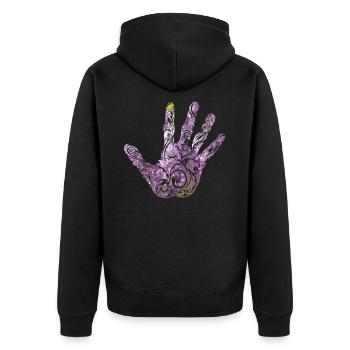 Main de lavande avec cadeau de motif de fleur - Veste à capuche bio Premium Unisexe - noir - Dos - Nico (187cm)