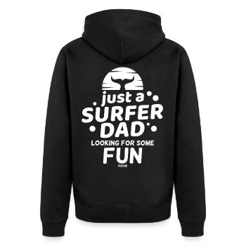 Surfer Surfing Dad Surfen Vater Papa - Unisex Premium Bio Zip Hoodie - Schwarz - Hinten - Nico (187cm)
