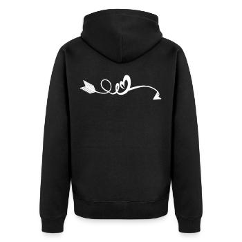 White heart arrow your text decoration gift - Unisex Premium Organic Zip Hoodie - black - Back - Nico (187cm)
