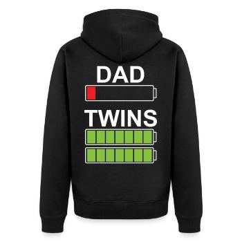 Papa Twins père de jumeaux disant Papa - Veste à capuche bio Premium Unisexe - noir - Dos - Nico (187cm)