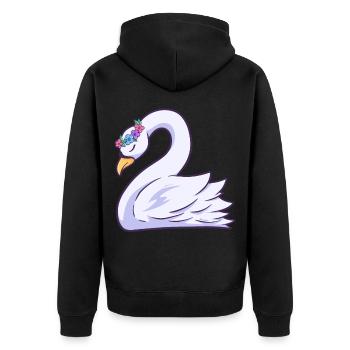 Schwan - Unisex Premium Bio Zip Hoodie - Schwarz - Hinten - Nico (187cm)