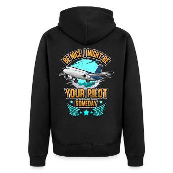 Funny airplane pilot flying saying gift - Unisex Premium Organic Zip Hoodie - black - Back - Nico (187cm)
