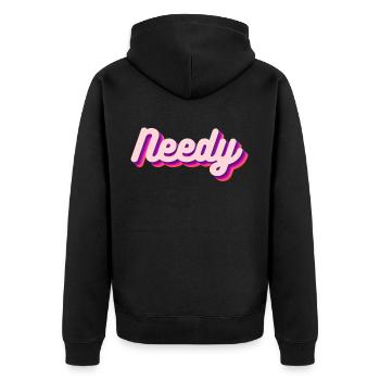 DDLG CGL BDSM Needy - Unisex Premium Bio Zip Hoodie - Schwarz - Hinten - Nico (187cm)
