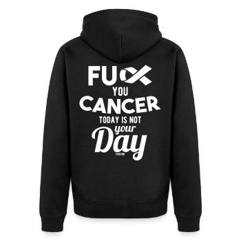 Fuck Cancer Thyroid Cancer Ill - Unisex Premium Organic Zip Hoodie - black - Back - Nico (187cm)