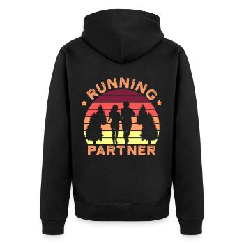 Cadeau de course de sport de jogging partenaire de course drôle - Veste à capuche bio Premium Unisexe - noir - Dos - Nico (187cm)