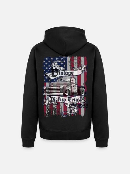 Original Vintage Pickup American Blue Frame 60 - Premium økologisk unisex-hættejakke - sort