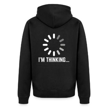 I'm thinking gaming Nerd Geek Denken - Unisex Premium Bio Zip Hoodie - Schwarz - Hinten - Nico (187cm)