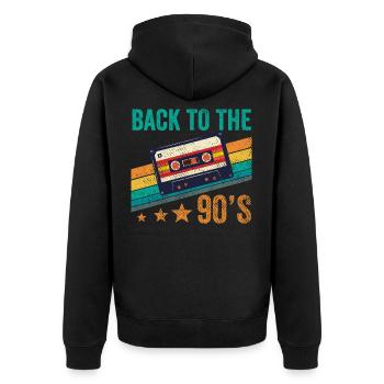 Back to the 90s années 90 Mottoparty cassette - Veste à capuche bio Premium Unisexe - noir - Dos - Nico (187cm)