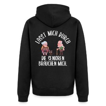 Altenpfleger Senioren brauchen mich Pflegekraft - Unisex Premium Bio Zip Hoodie - Schwarz - Hinten - Nico (187cm)