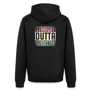 Straight Outta Kurdistan, Kurdish Flag, Kurdistan - Unisex Premium Organic Zip Hoodie - black - Back - Nico (187cm)