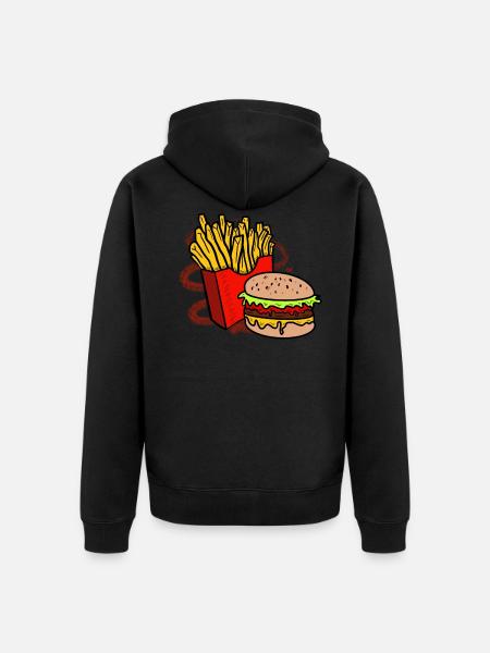 Fries and burger - Unisex Premium Organic Zip Hoodie - black