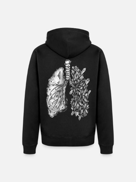 Black and White Crystal Lung - Unisex Premium Organic Zip Hoodie - black