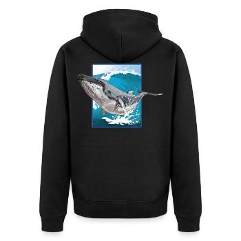 Humpback Whale - Unisex Premium Organic Zip Hoodie - black - Back - Nico (187cm)