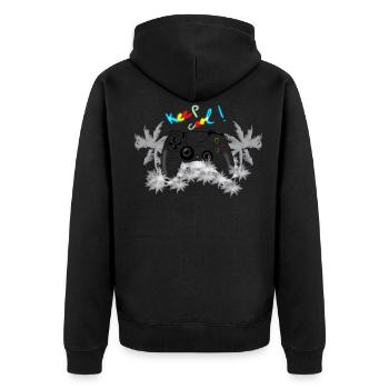 Spielen - Unisex Premium Bio Zip Hoodie - Schwarz - Hinten - Nico (187cm)