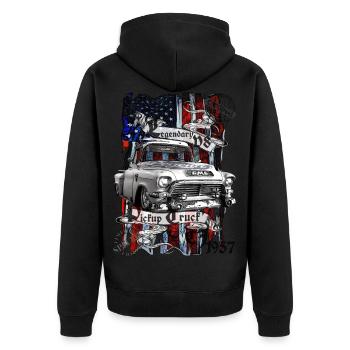Legendary V8 Pickup Truck Original Limit Blue - Unisex Premium Organic Zip Hoodie - black - Back - Nico (187cm)