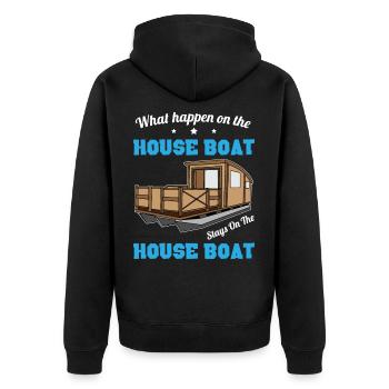 Was auch immer auf dem Hausboot passiert - Boating - Unisex Premium Bio Zip Hoodie - Schwarz - Hinten - Nico (187cm)