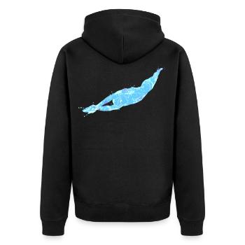 Für Schwimmer: Startsprung - Unisex Premium Bio Zip Hoodie - Schwarz - Hinten - Nico (187cm)