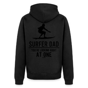 Wassersport Surfer Dad Bester Papa - Unisex Premium Bio Zip Hoodie - Schwarz - Hinten - Nico (187cm)