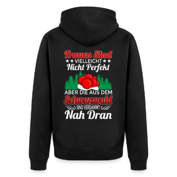 Schwarzwaldmädel Schwarzwald Frauen Bollenhut - Unisex Premium Bio Zip Hoodie - Schwarz - Hinten - Nico (187cm)
