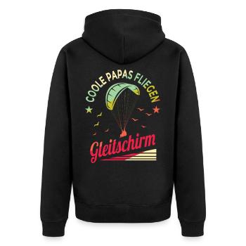 Gleitschirm Piloten Paraglider Vinatge Papa Dad - Unisex Premium Bio Zip Hoodie - Schwarz - Hinten - Nico (187cm)