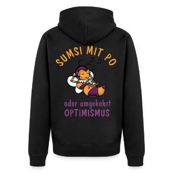 Biene - Unisex Premium Bio Zip Hoodie - Schwarz - Hinten - Nico (187cm)