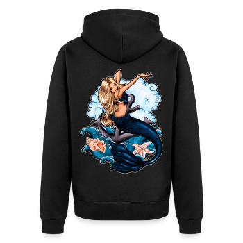 Blonde Sirène Illustration | Oeuvre d’art Yolo - Veste à capuche bio Premium Unisexe - noir - Dos - Nico (187cm)