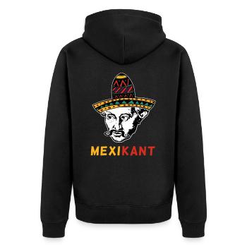 Immanuel Kant Mexiko Philosoph Sombrero - Unisex Premium Bio Zip Hoodie - Schwarz - Hinten - Nico (187cm)