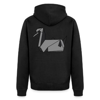 Kran - Unisex Premium Bio Zip Hoodie - Schwarz - Hinten - Nico (187cm)