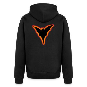 Orange Fledermaus - Unisex Premium Bio Zip Hoodie - Schwarz - Hinten - Nico (187cm)
