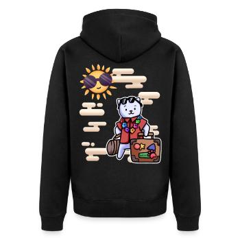Valise de vacances chat paradis - Veste à capuche bio Premium Unisexe - noir - Dos - Nico (187cm)