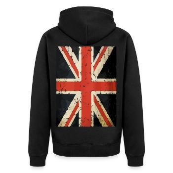 Drapeau britannique de l’Union Jack - Veste à capuche bio Premium Unisexe - noir - Dos - Nico (187cm)