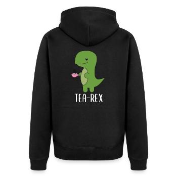 Tea-Rex cute green dinosaur dino - Unisex Premium Organic Zip Hoodie - black - Back - Nico (187cm)