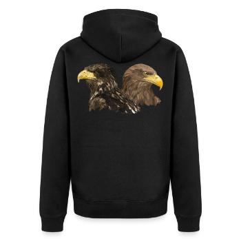 Europäischer Pigargo - Unisex Premium Bio Zip Hoodie - Schwarz - Hinten - Nico (187cm)