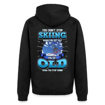 Funny ski skier mountains skiing saying gift - Unisex Premium Organic Zip Hoodie - black - Back - Nico (187cm)