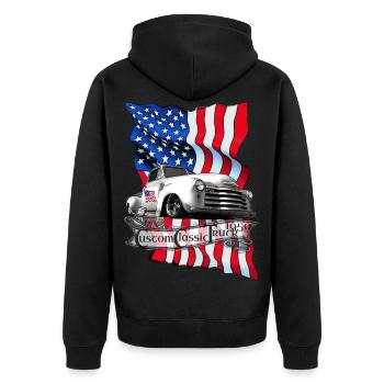 Camion classique vintage personnalisé 1950 propre - Veste à capuche bio Premium Unisexe - noir - Dos - Nico (187cm)
