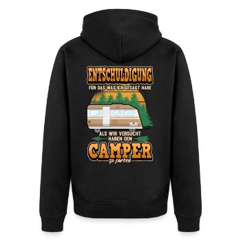 Lustig Wohnwagen Camper Campen Spruch Geschenk - Unisex Premium Bio Zip Hoodie - Schwarz - Hinten - Nico (187cm)