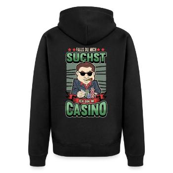 Lustig Poker Casino Glücksspiel Spruch Geschenk - Unisex Premium Bio Zip Hoodie - Schwarz - Hinten - Nico (187cm)