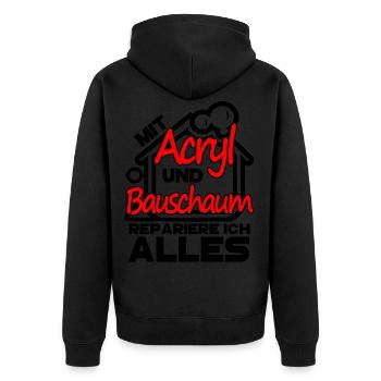 Handwerker Acryl Bauschaum Haus Renovieren Silikon - Unisex Premium Bio Zip Hoodie - Schwarz - Hinten - Nico (187cm)