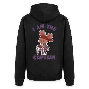 Maus Kapitän Chef Pirat Räuber Kinder - Unisex Premium Bio Zip Hoodie - Schwarz - Hinten - Nico (187cm)