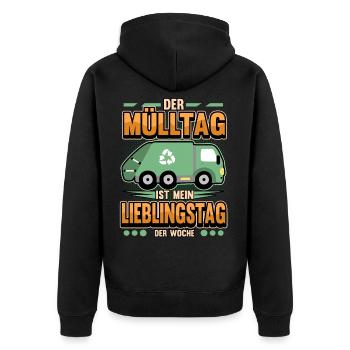 Lustig Müllabfuhr Müllauto Müllmänner Geschenk - Unisex Premium Bio Zip Hoodie - Schwarz - Hinten - Nico (187cm)