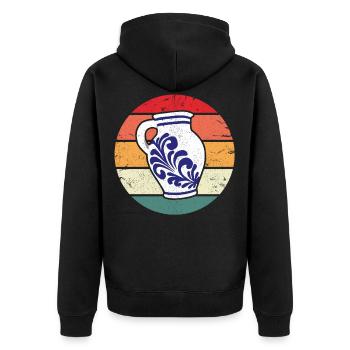 Bembel Vintage Hessen Frankfurt Ebbelwoi Apfelwein - Unisex Premium Bio Zip Hoodie - Schwarz - Hinten - Nico (187cm)