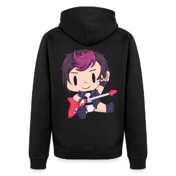 Baby E-Gitarre Hard Rock Metal Musik - Unisex Premium Bio Zip Hoodie - Schwarz - Hinten - Nico (187cm)