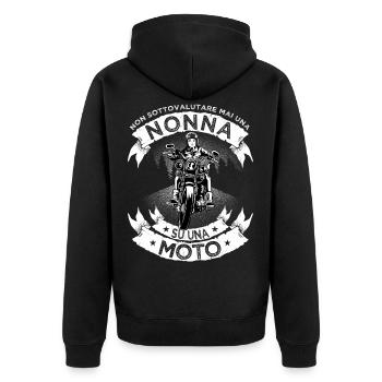 Chemise par Nonna su una moto Donna Nonna - Veste à capuche bio Premium Unisexe - noir - Dos - Nico (187cm)