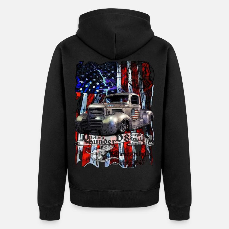 Camionnette Rolling Thunder V8 États-Unis - Veste à capuche bio Premium Unisexe - noir