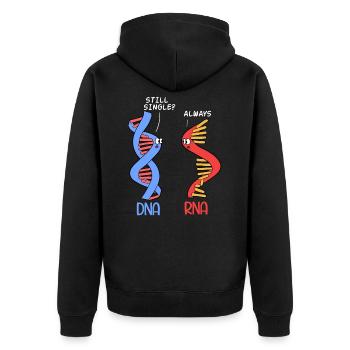 WissenschaftsShirt für die Wissenschaftler, die " - Unisex Premium Bio Zip Hoodie - Schwarz - Hinten - Nico (187cm)