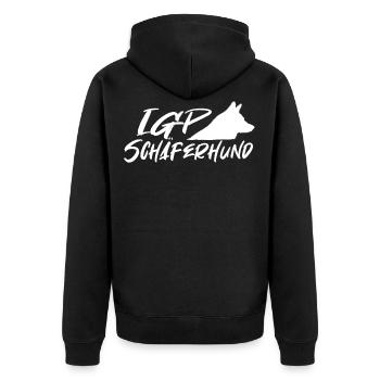 IGP German Shepherd White - Unisex Premium Organic Zip Hoodie - black - Back - Nico (187cm)
