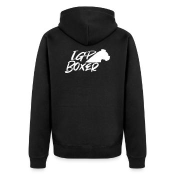 IGP Boxer White - Unisex Premium Bio Zip Hoodie - Schwarz - Hinten - Nico (187cm)