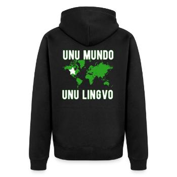 Esperanto world language - Unisex Premium Organic Zip Hoodie - black - Back - Nico (187cm)