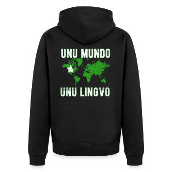 Esperanto world language - Unisex Premium Organic Zip Hoodie - black - Back - Nico (187cm)